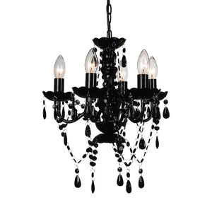 Traditional Crystal Black Pendant Ceiling Lighting With 5 Lights Fixture Modern Crystal Chandelier for Dining Room,Bedroom
