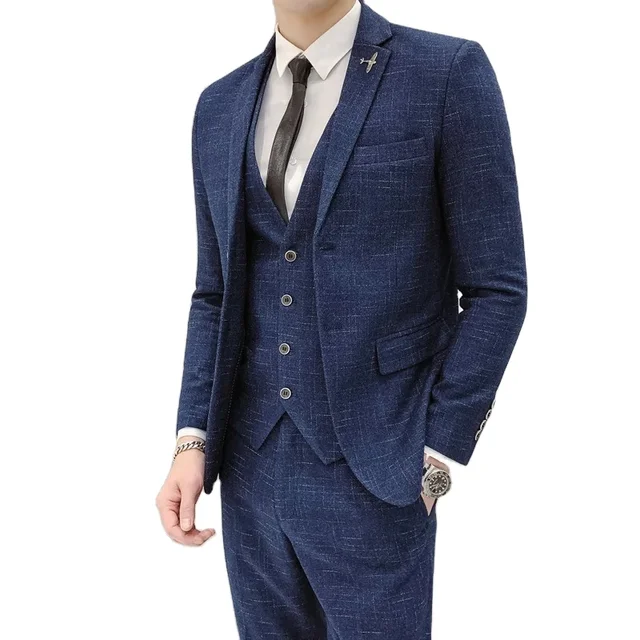 New men's slim fitting suit three piece wedding party your business casual ceremonial dress suit