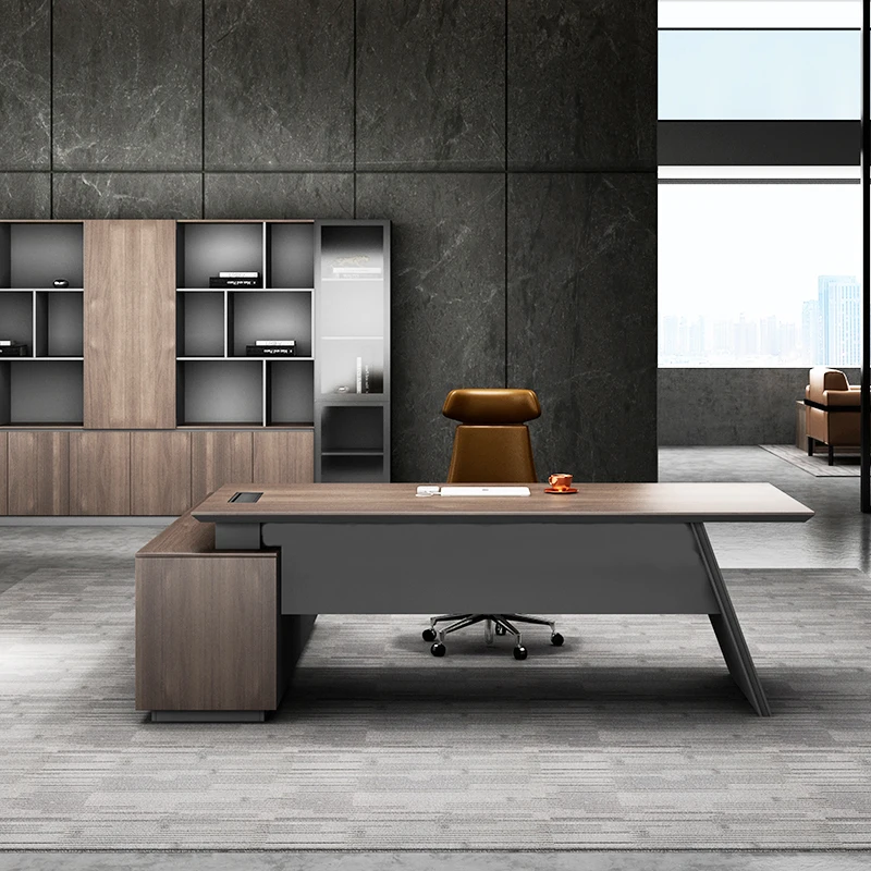 Ceo Boss L Shape With Drawer White Luxury Office Furniture Manager High