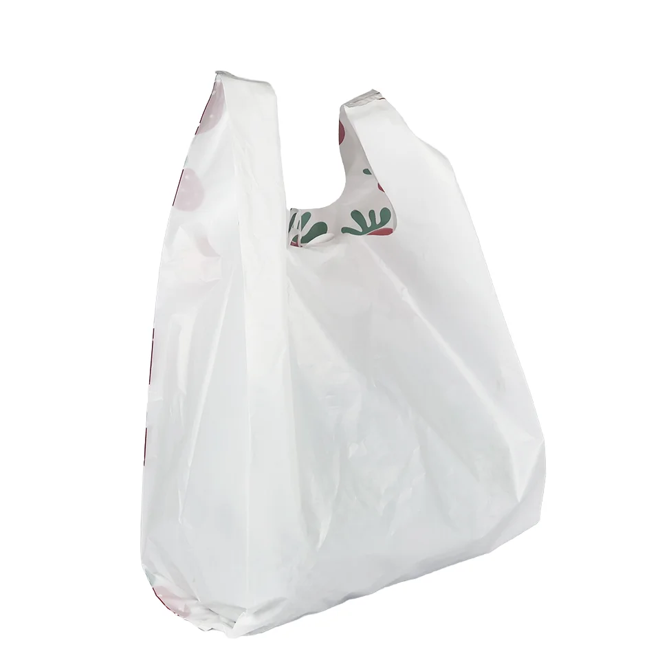 Manufacturer Direct Sales Custom Printed logo Size T-shirt Plastic Bag Suitable for Supermarket Dessert Shop Packaging Bag