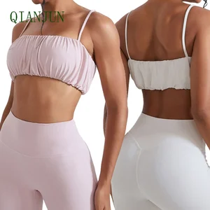 Wholesale Women Summer Fluffy Quick Drying Yoga Bra Push-Up Stretchy Sports Bra Solid Sexy Bralette Crop Top