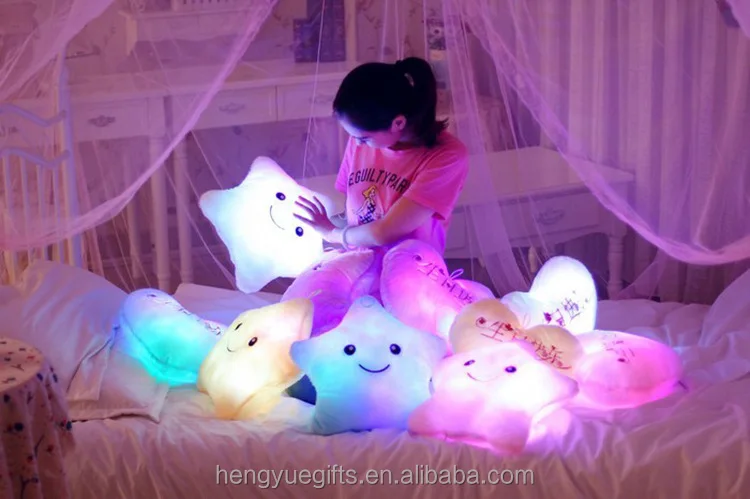Valentine's Day Creative 34CM Glowing Pillow Led Light Colorful Luminous Stars Plush Toys For Kids Children