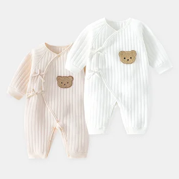 Hot sale spring autumn newborn butterfly romper clothes three-layer warm baby bodysuit baby clothes