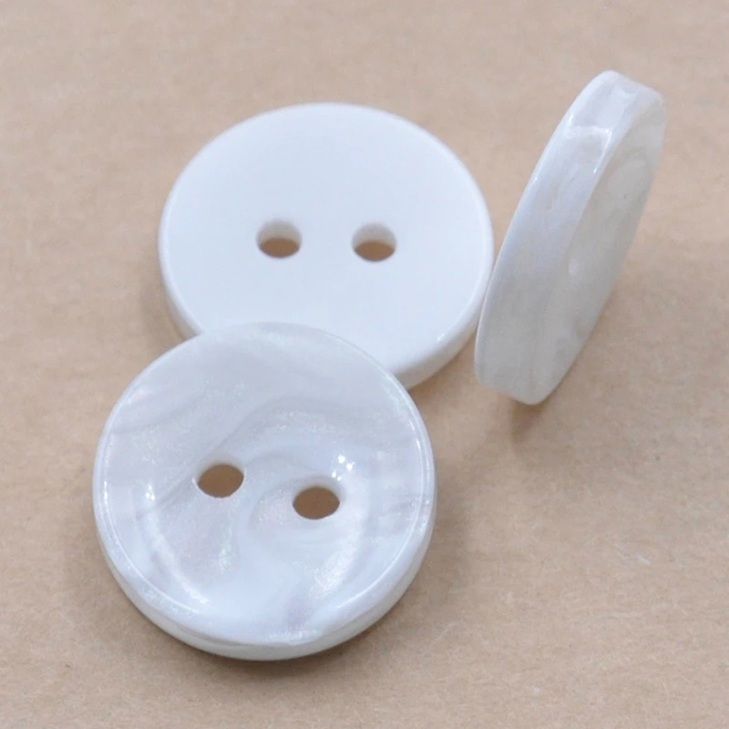Custom 4 Holes Polyester Pearl Effect Imitation Sea Shell Resin Reisin Button Faux Shell Fancy Buttons