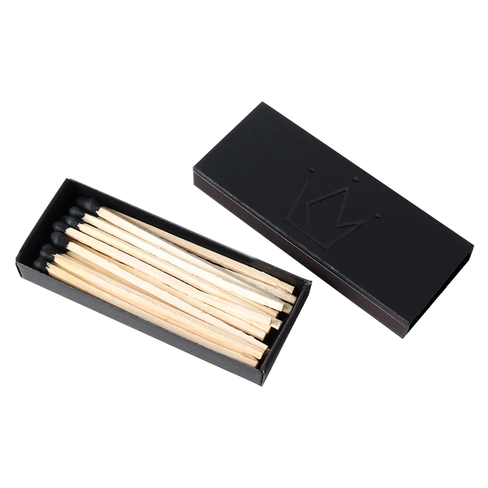 Personalized Black Matches in Matchbox with UV Coating Matt Lamination Embossing Custom Large Gift Packaging