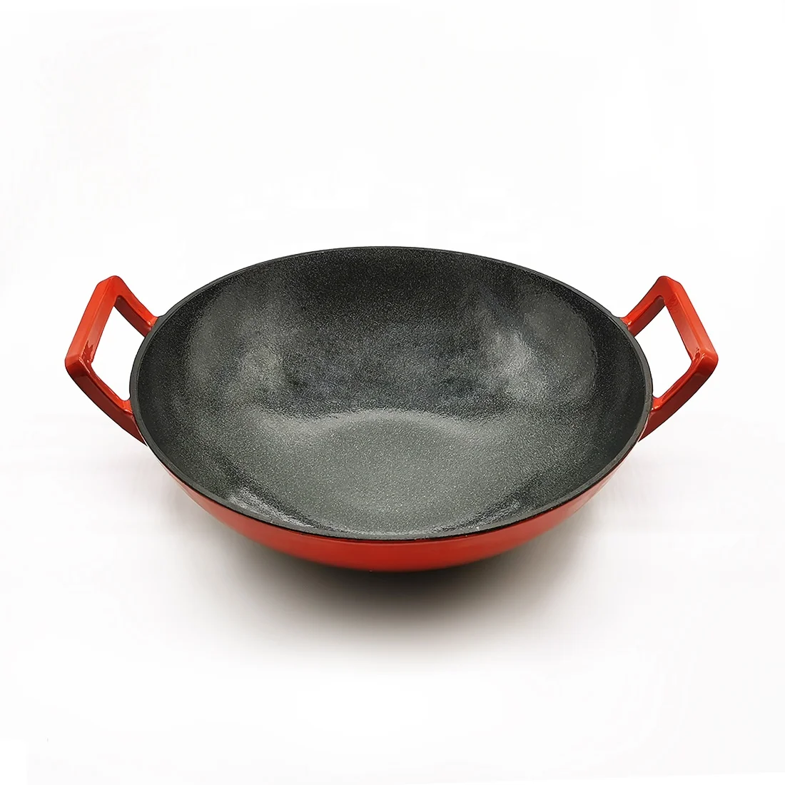 Wholesale China factory Pre-Seasoned 14-inch Cast Iron Wok with Large Loop  Handles & Flat Base factory and suppliers