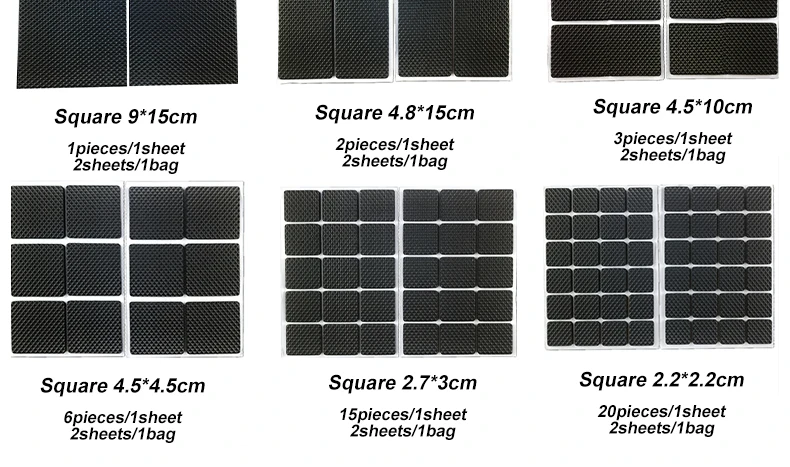 Free Sample Self EVA Adhesive Anti Slip Rubber Chair Leg Protection Furniture Pads Floor Protectors