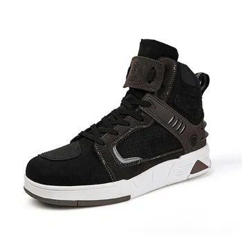 Customized retro classic suede high top casual shoes flat sneakers riding motorcycle shoes for men & women