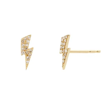 925 sterling silver lightning bolt cz stud earrings gold thunderbolt earrings jewelry