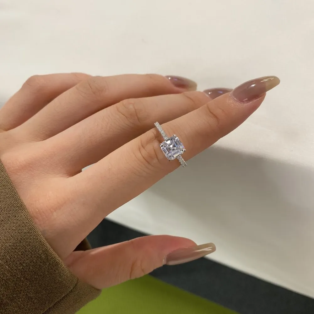 KAKODIY 5A Cubic Zirconia Square Cubic Zirconia Ring Women's Geometric Ring Shiny Exquisite Simple Electroplated Women's Jewelry Ring detail 3