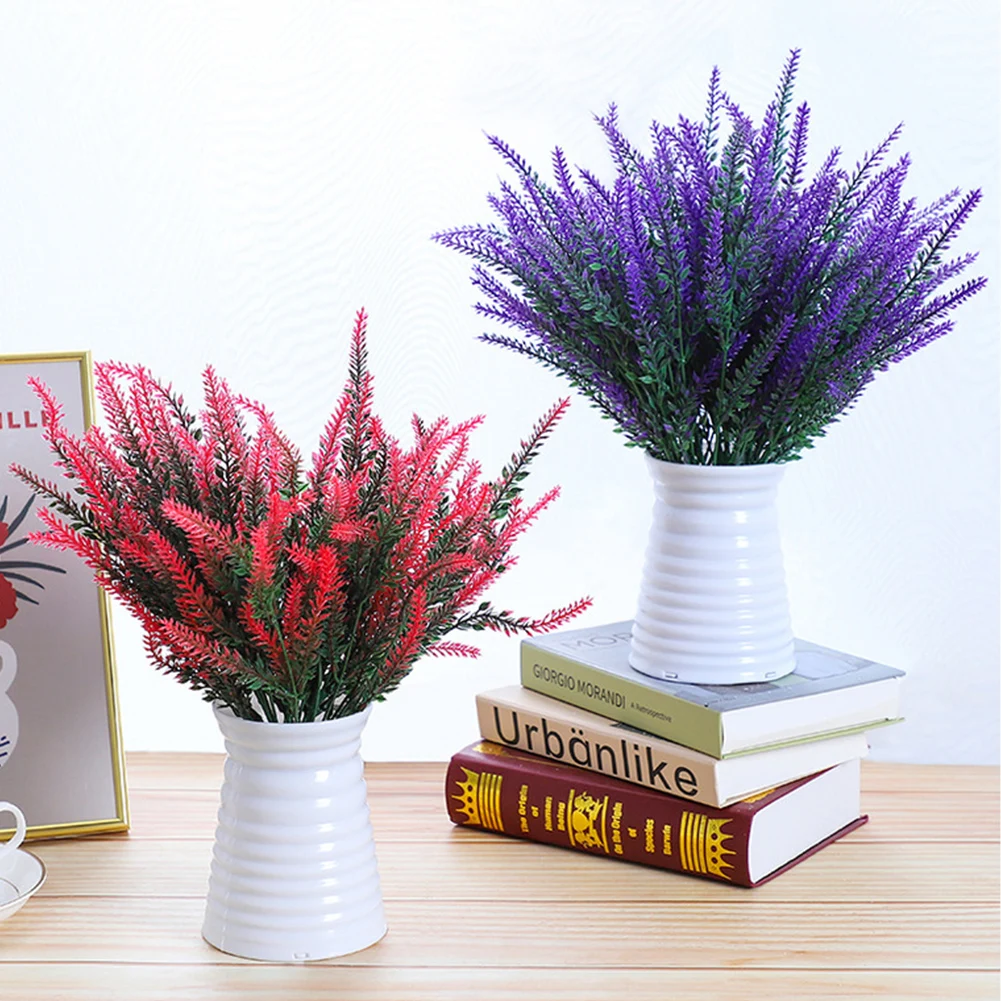 Hot Sale Lavender Flowers Artificial Decoration Plastic Flower Lavender Bouquet Plant Potted