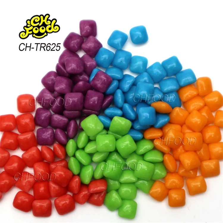 Wholesale and OEM Bottle Candy Fruit Flavor Colorful Mini Square Chewing Bubble Gum Halal China Snack