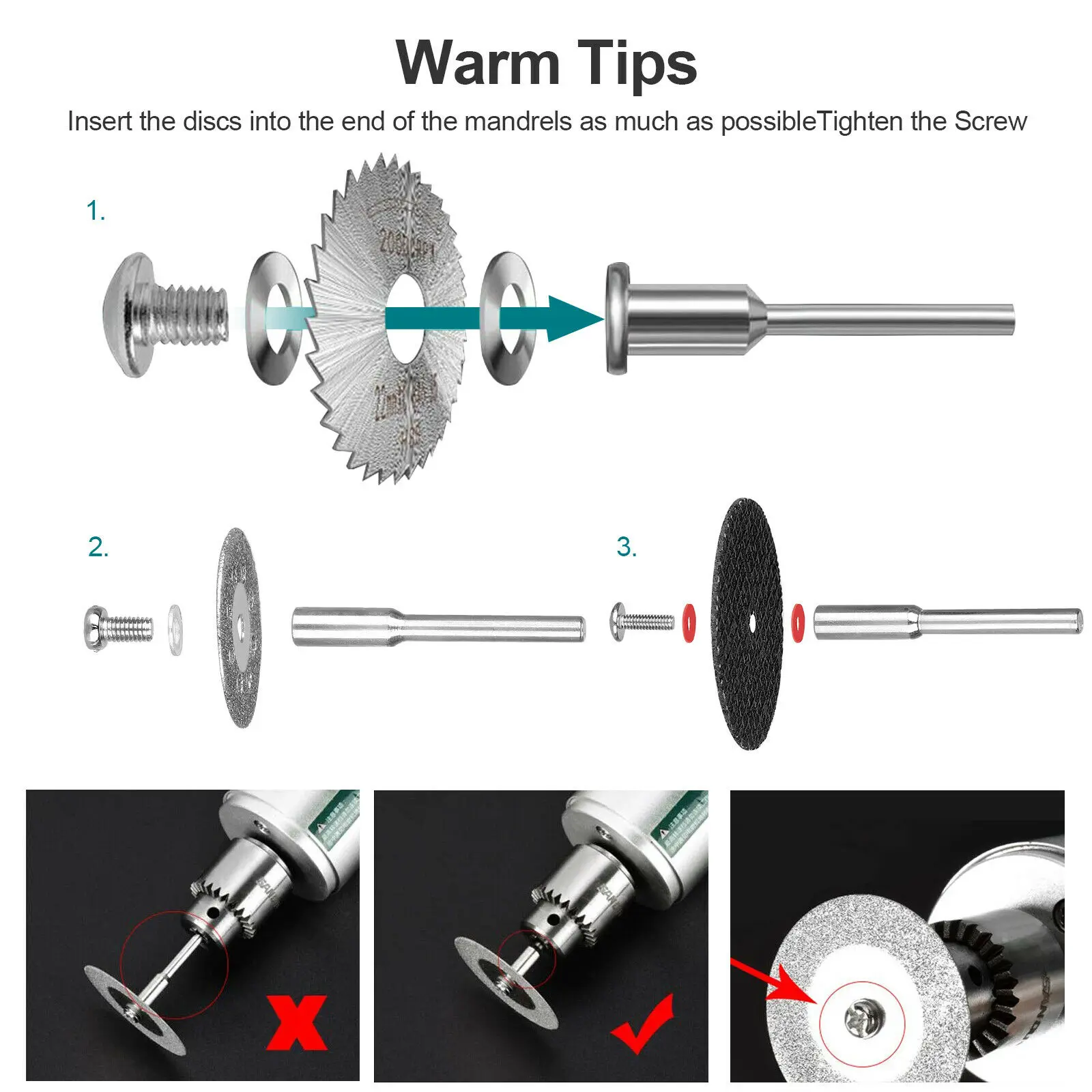 60pcs Diamond Cutting Wheels HSS Circular Saw Blades Die Grinder Metal Wood Cut Off Disc Rotary Tool Drilling Accessories
