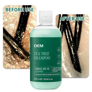 Custom Logo Tea Tree Shampoo 300Ml Head SPA Deep Cleans Refreshes Scalp Private Label Tea Tree Shampoo For All Hair