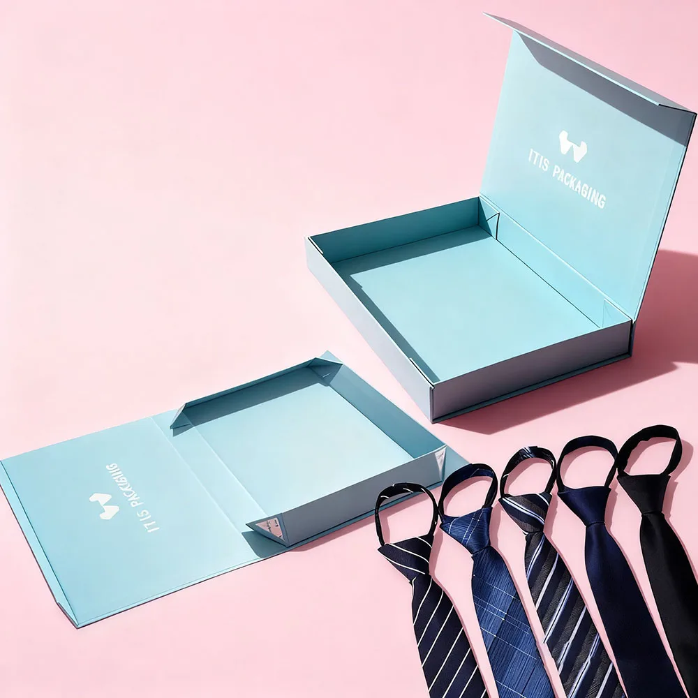 Luxury Necktie & Socks Gift Box | Custom Eco-Friendly Magnetic Folding | Recycled Material with Sponge Protection & Popular Design