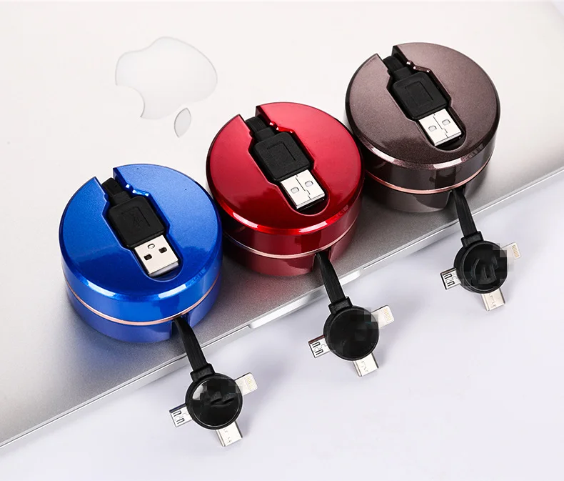 
 2021 Новинка 3 в 1 двухсторонний Выдвижной usb-кабель для зарядки для iphone для android для type C Красочный usb-кабель  