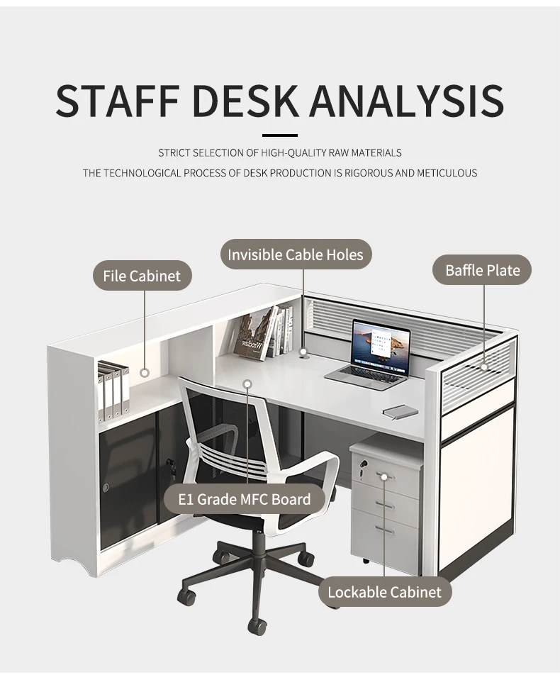 Modern Luxury Wooden White Office Furniture Staff Table Modular