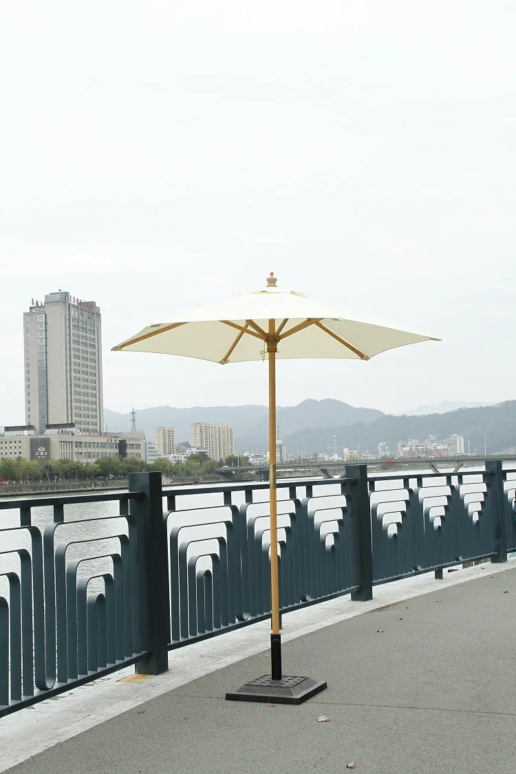 Outdoor Bamboo Patio Garden Umbrella Wooden Parasol For Restaurant 2m