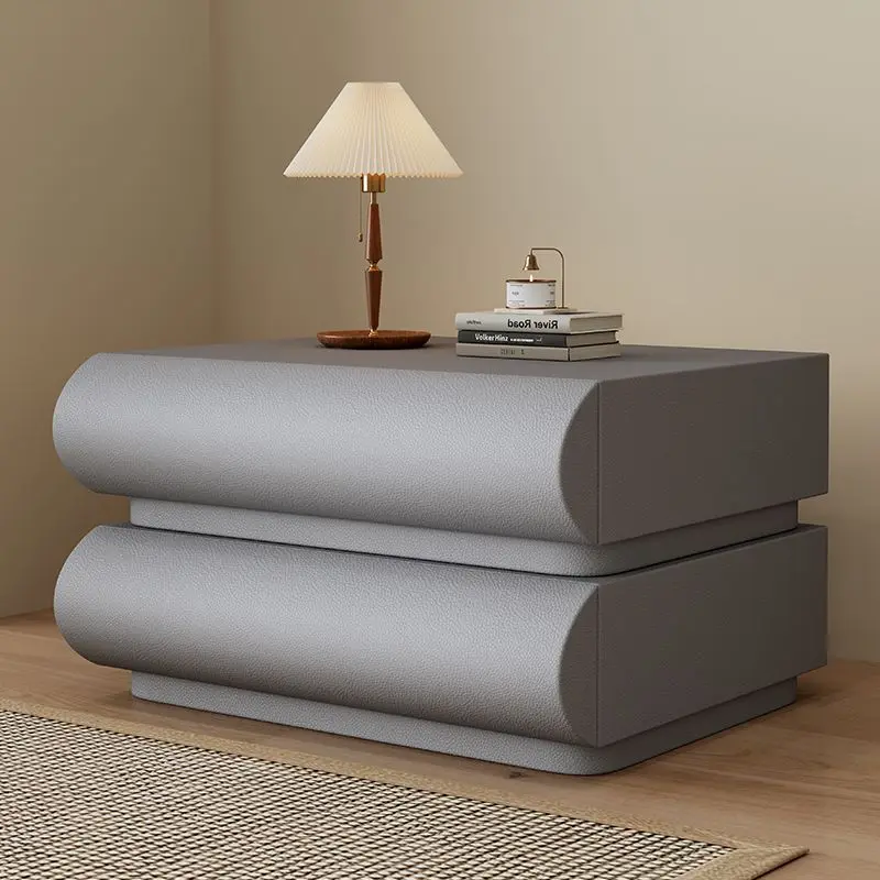 Nordic Lighting Round Smart Night Stand With Two or Three Drawers Luxury Nightstand for Bed Room