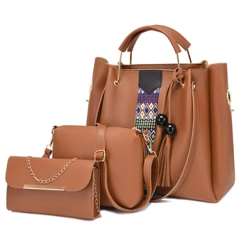 2022 fashion women's tote bags 3pcs Ladies Pu Leather Designer luxury women ladies purses and handbags
