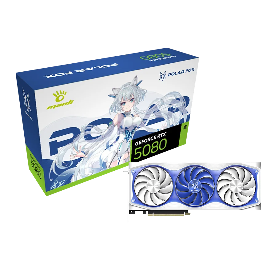 Manli Polar Fox GeForce RTX 5080 OC 16GB GDDR7 Video Card - 256