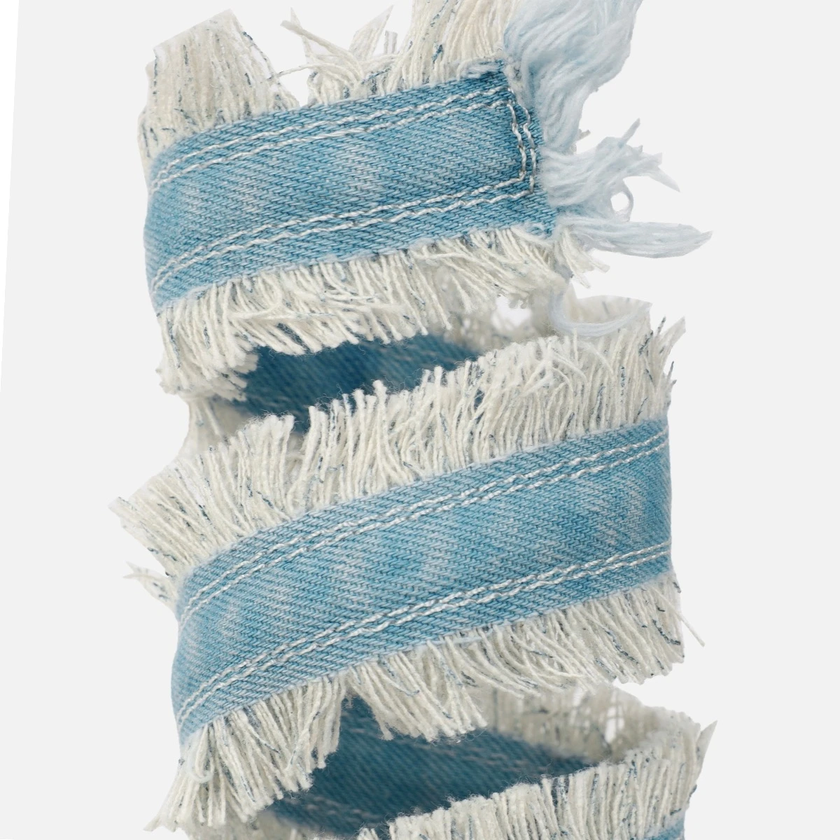Lady Denim Fringed Pointy Toe PVC Strappy High Heel Sandal Sexy Women Blue Denim Ankle Strap Stiletto High Heel Pumps Shoes