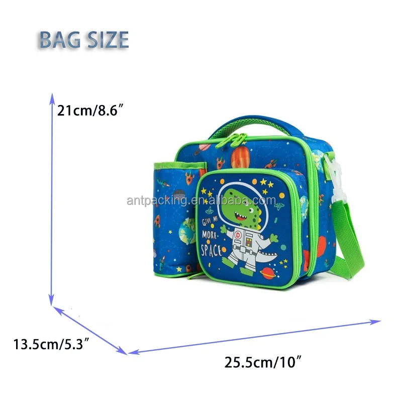 Cute Cartoon Back-to-School Gift Oxford Insulated Waterproof Thermal Lunch Box Bag Unicorn Dinosaur Space Mermaid Design Kids