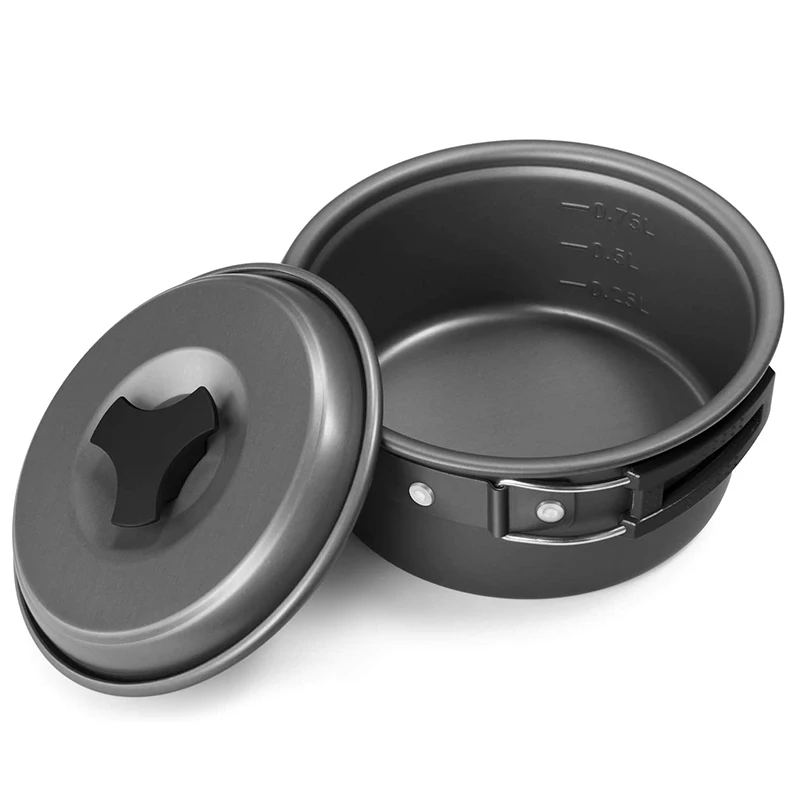 Outdoor Single Folding Long Handle Camp Pot Cookware Set Aluminum Alloy