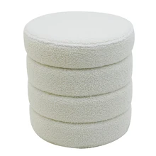 Velvet Stool Soft Ottoman Round Stool Pouffe Ottoman Footstool Blue Velvet Ottoman