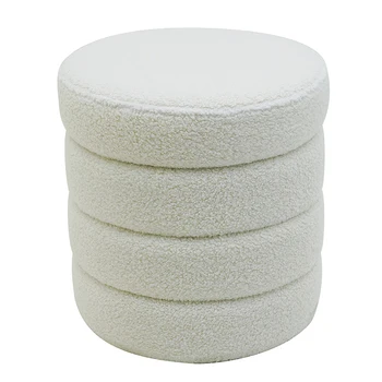 Velvet Stool Soft Ottoman Round Stool Pouffe Ottoman Footstool Blue Velvet Ottoman