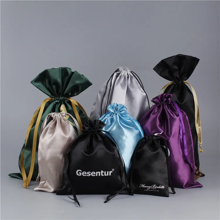 Wholesale Large Satin Hair Bags Wig Bags for Hair Bundles with Tassels  Custom Logo Drawstring Satin Promotion Customized Size Embossing From  m.