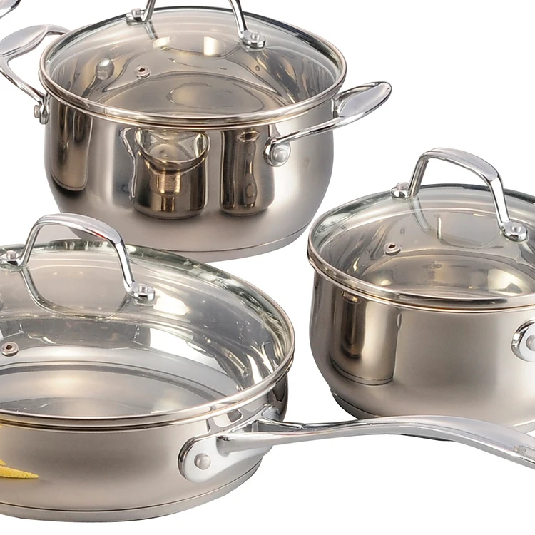 High Quality Double Handle Cooking Pots Luxury Stainless Steel Induction Cookware Sets details