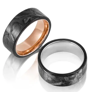 High-Polished 8mm Wide Carbon Fiber Fashion Ring