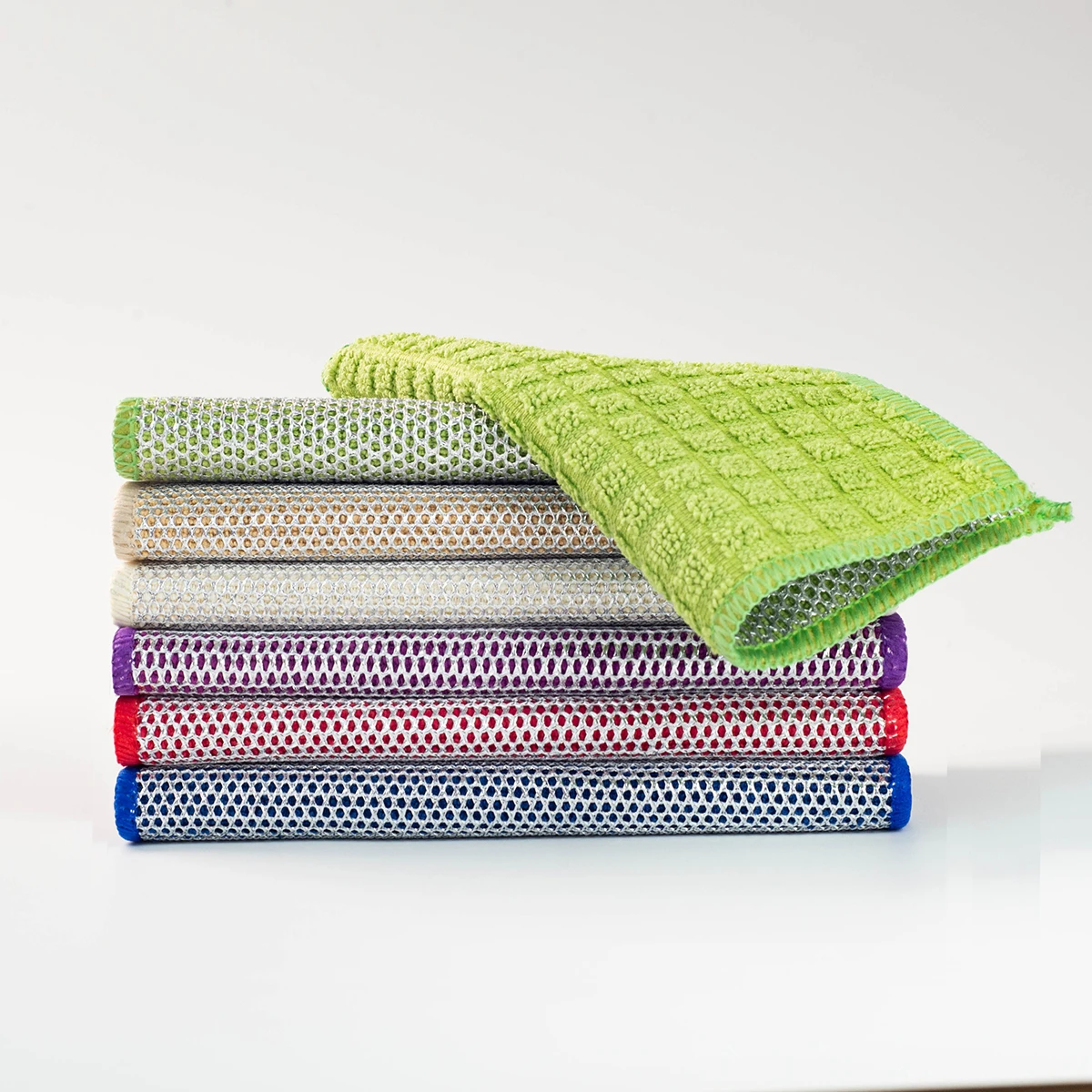 2024 New Upgrade Multipurpose Double Layer Microfiber Wire Cleaning Cloths Dishwash Rag Non Scratch Wire Dishcloth