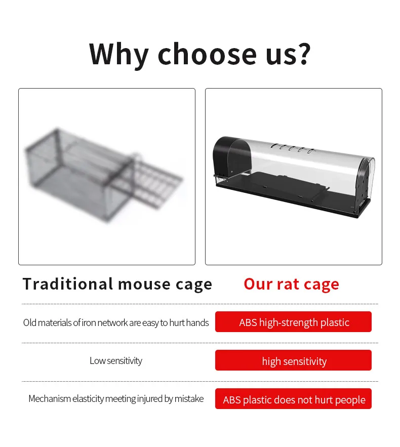 Saijzek New Upgrated Design OEM/ODM High Effective and Sensitive Large Reusable Plastic no kill Humane Live Rats Mouse Trap Cage factory