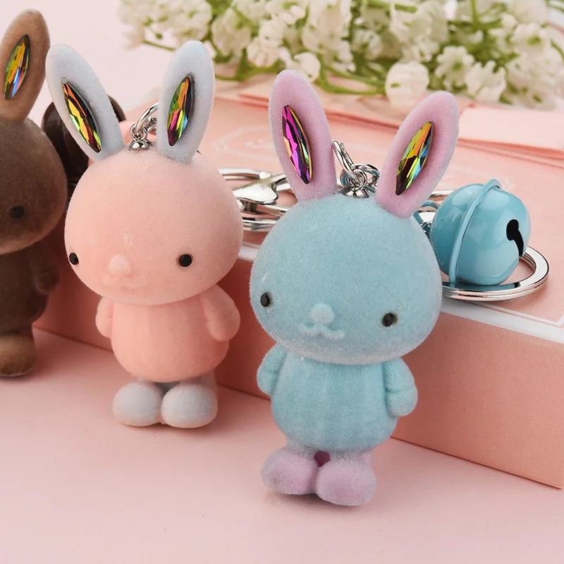 1pc Cartoon Rabbit Doll Keychain Cute Fuzzy Animal Key Ring Purse Bag  Backpack Car Charm Women Boys Girls Childrens Day Gift, High-quality &  Affordable