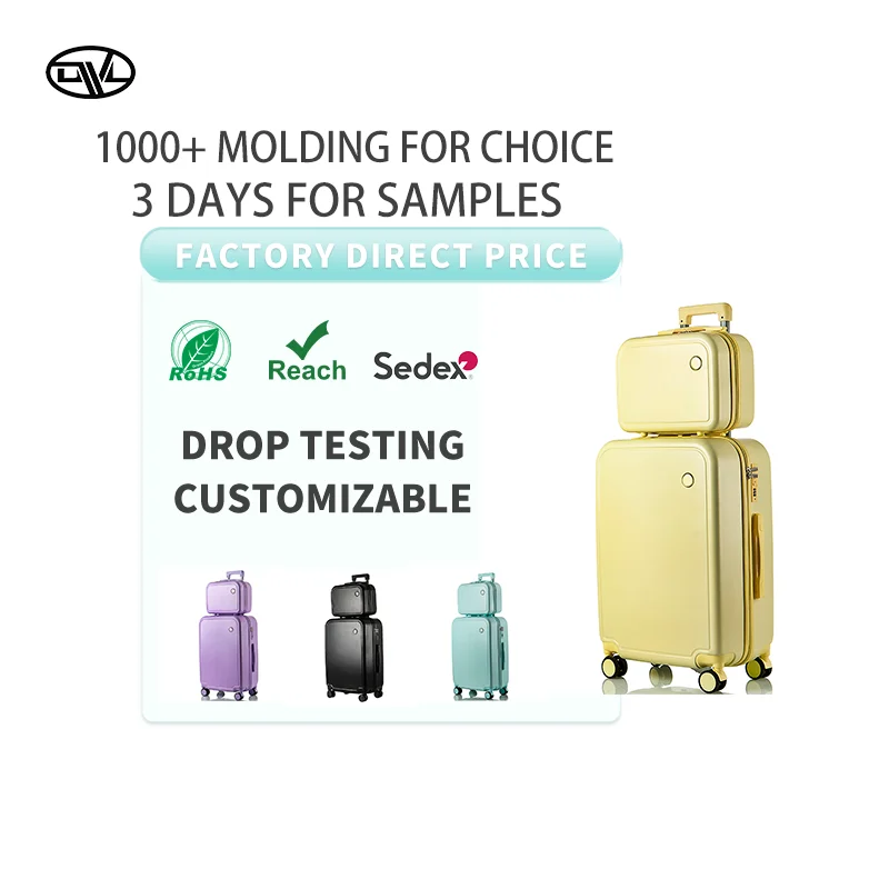 Vintage Luxury Modern ABS Trolley Luggage Sets with Smooth Trolley & Soft Handle Yellow Color Waterproof