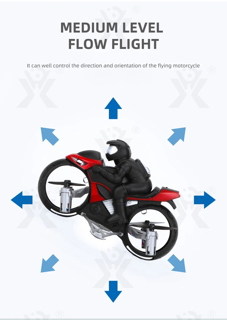 High Speed 2in1 Radio Control 2.4g Flying Mini Light Rc Stunt Motorcycle Drone