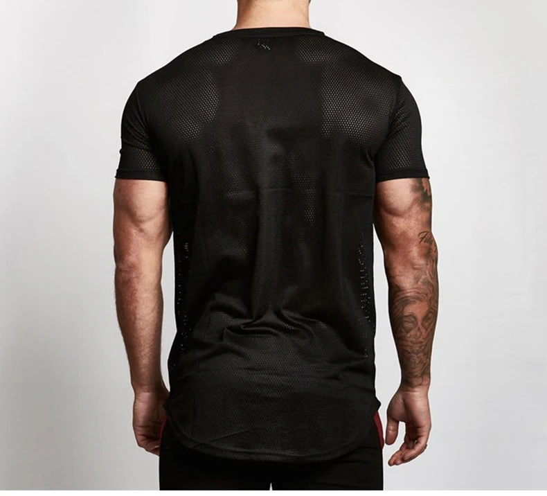 Men Gym T Shirt Custom Logo Plus Size Mens Fitness Shirts Drop Shoulder