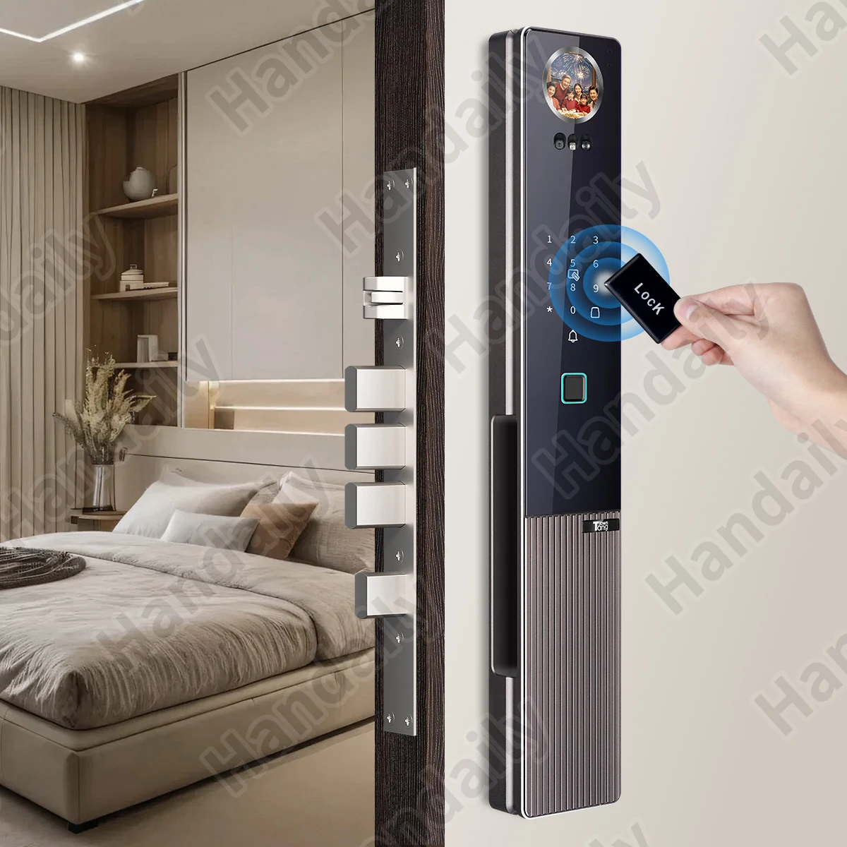 HanDaily Video-Türsprechanlage KI-Smartlock App-Steuerung Gesichtserkennung Fingerabdruck Handvene Digitales Türschloss A80