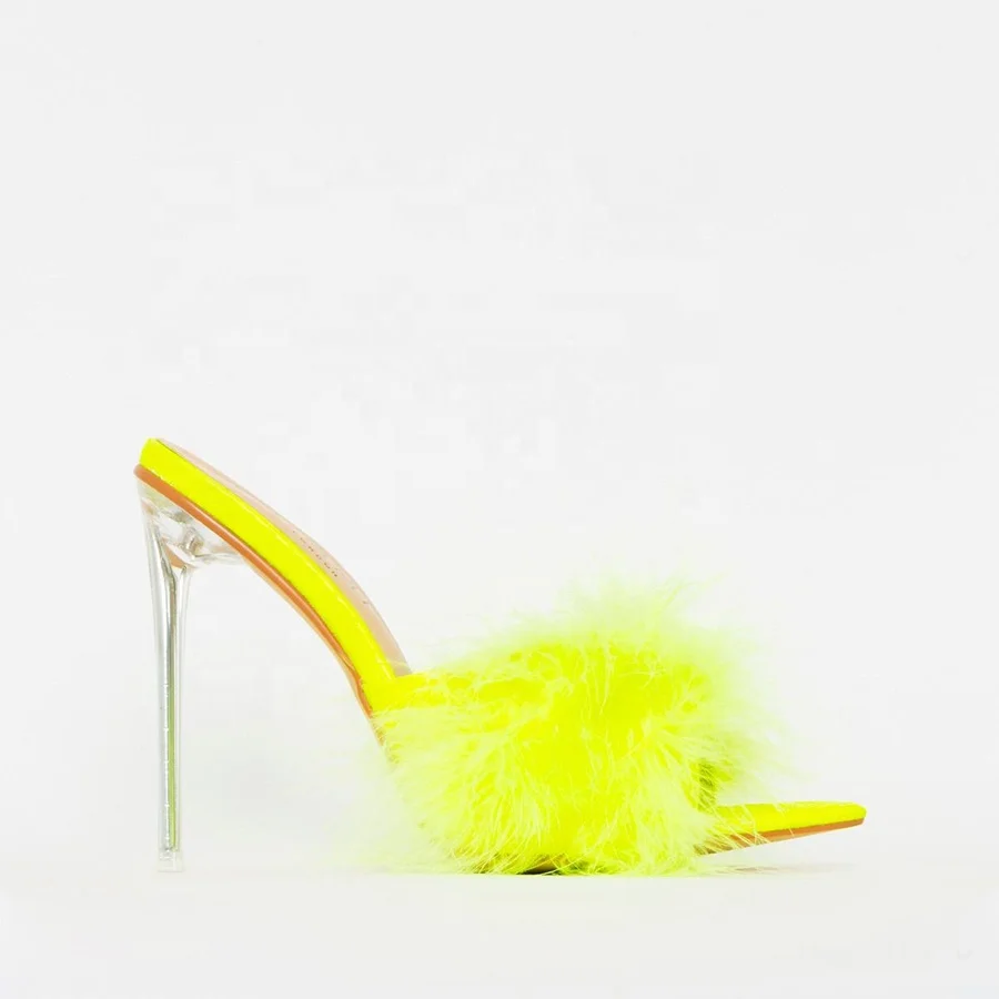 yellow fluffy shoes