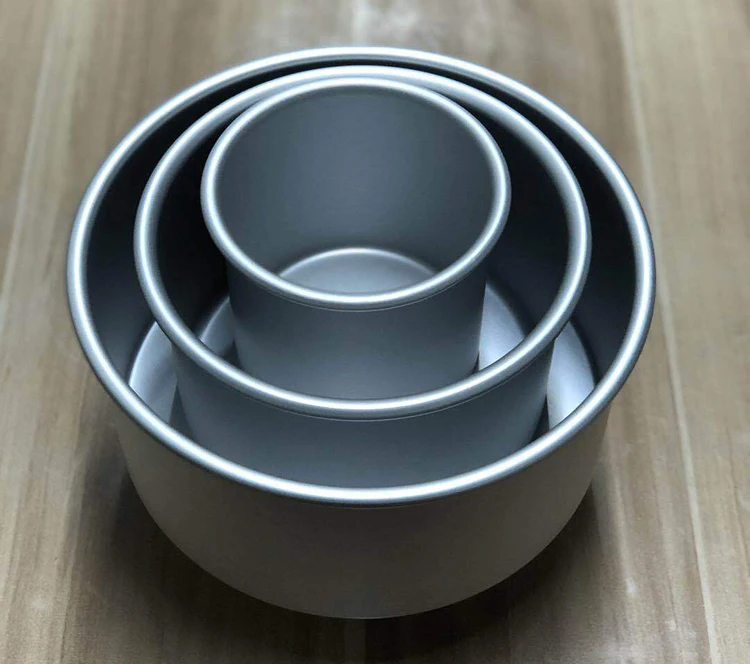 Factory Supply Deep 4 Inch Anodized Aluminum Round Fixed Bottom  Cake Baking Pan Chiffon Cake Mold Straight Side Cake Mould
