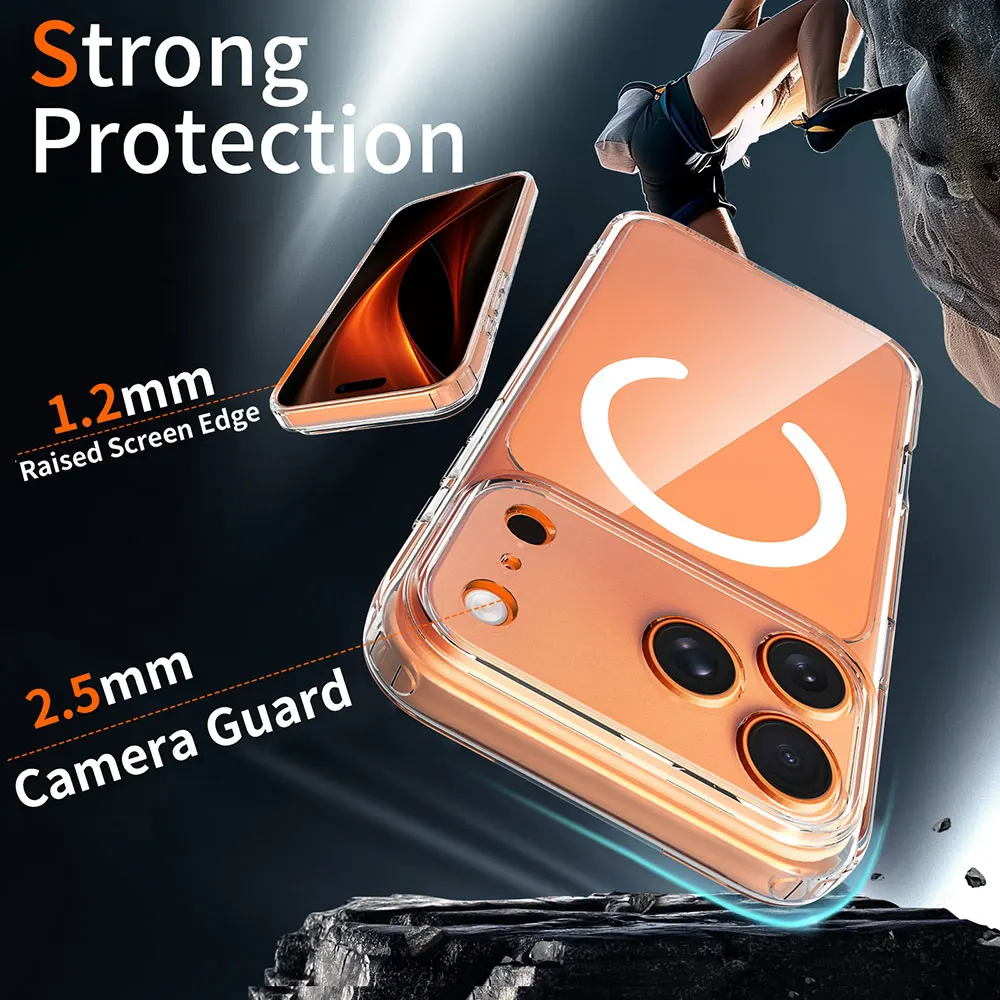 product 15mm thin clear transparent anti scratch mobile phone case for iphone 18 17 pro max individual buttons lens protection-6