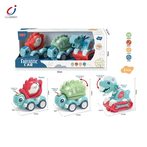 Light Music Electric Inertia Friction Cartoon Dinosaur Car Friction Toys, Dinosaur Toys Cars Engineering Vehicle for Children