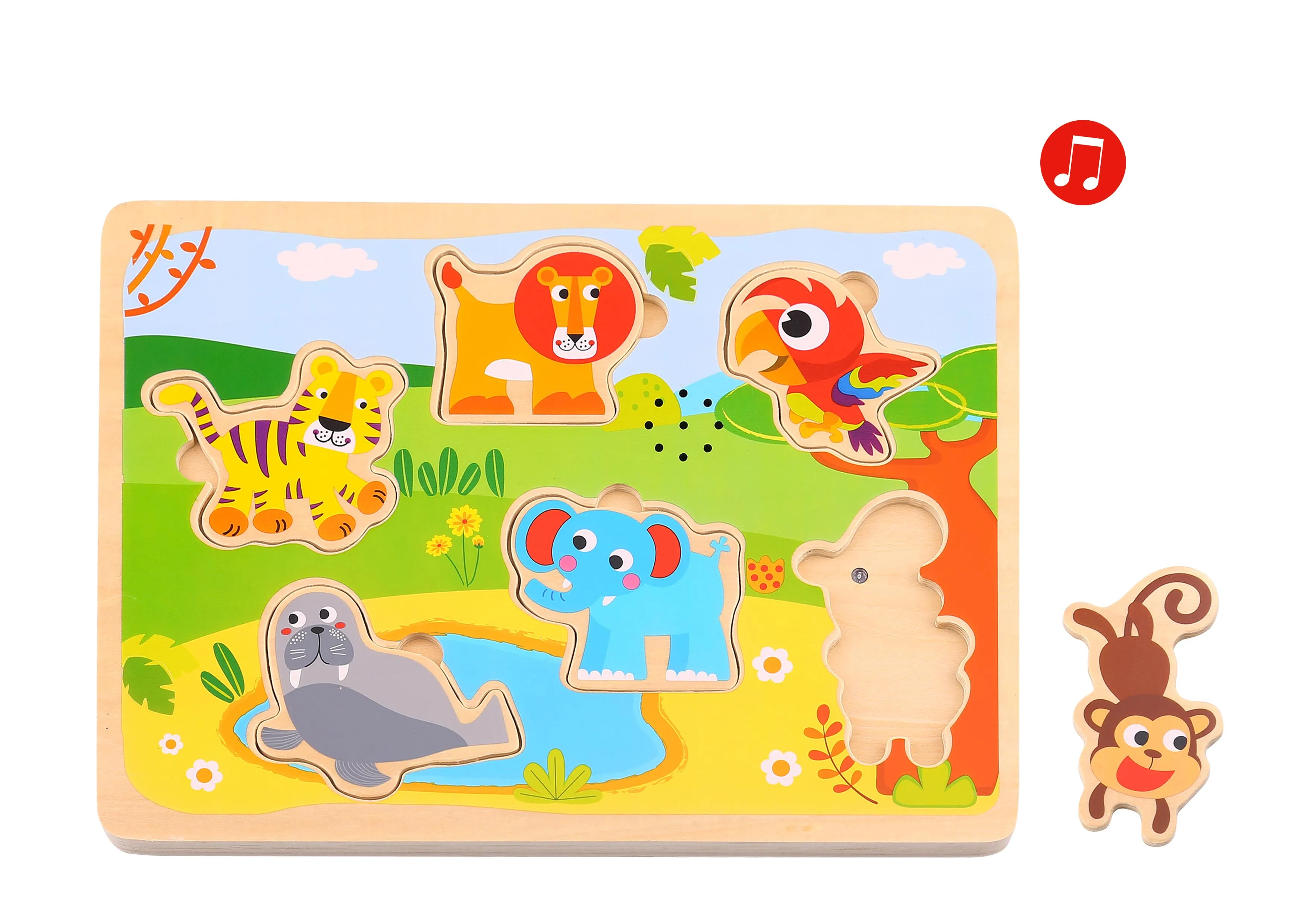 Wooden Sound Cardboard Zoo Animals 3d Block Puzzle Game Toy Jigsaw Puzzle Educational Toy