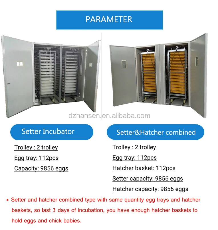 Fully Automatic 9856 Eggs Chicken Egg Incubator Big Capacity 10000 Egg