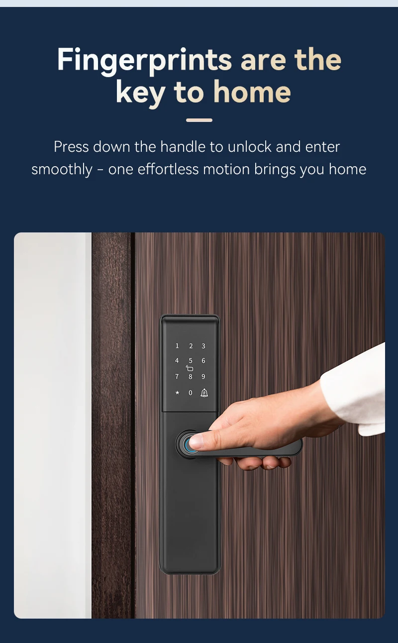 Qleung S851 Smart Door Lock Tuya Wifi Smart Remote Control Fingerprint Password Card Key for Hotels Apartments Offices 5