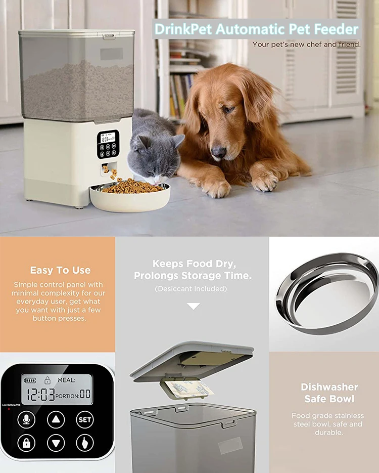 Auto Food Feeder Timer Wifi App Control Voice Record Smart Pet Cat ...