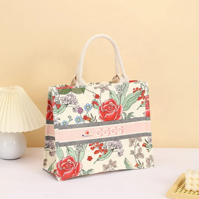 Xien Custom Printing Designer Luxury Large Capacity Women Canvas Book Tote Bag for Ladies