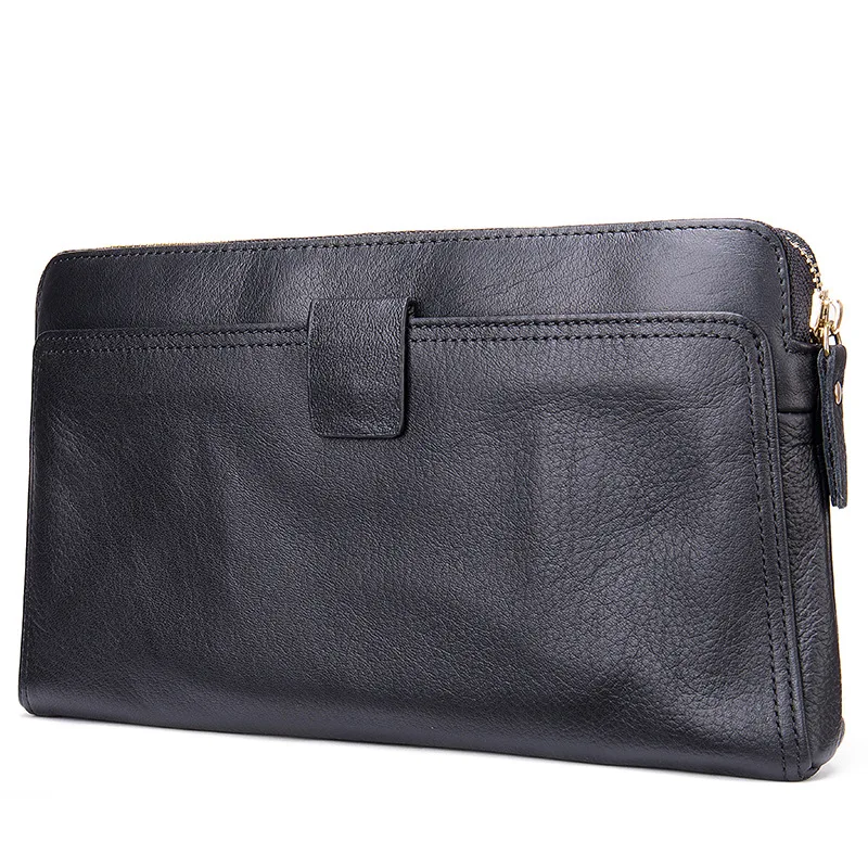 Luxury Mens Leather Wallet Black  Men Clutch Bag Genuine Leather